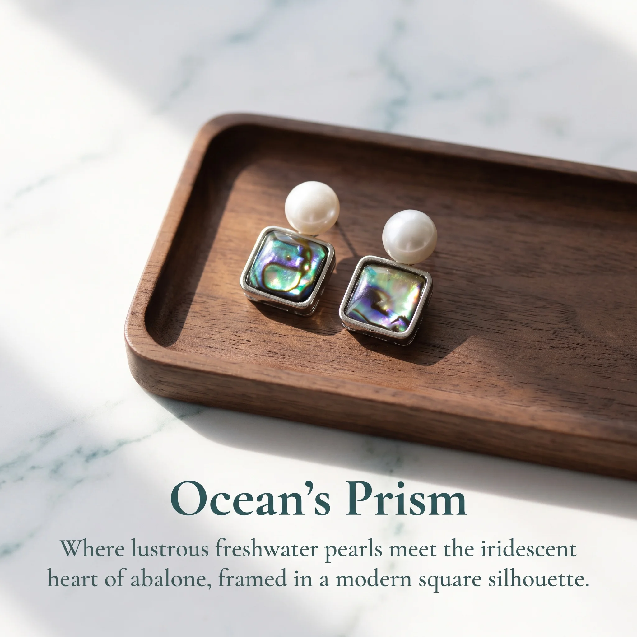 Dainty Colorful Square Abalone Shell Freshwater Pearl Stud Earrings Minimalist Women Jewelry Gift Trendy Unique Accessories