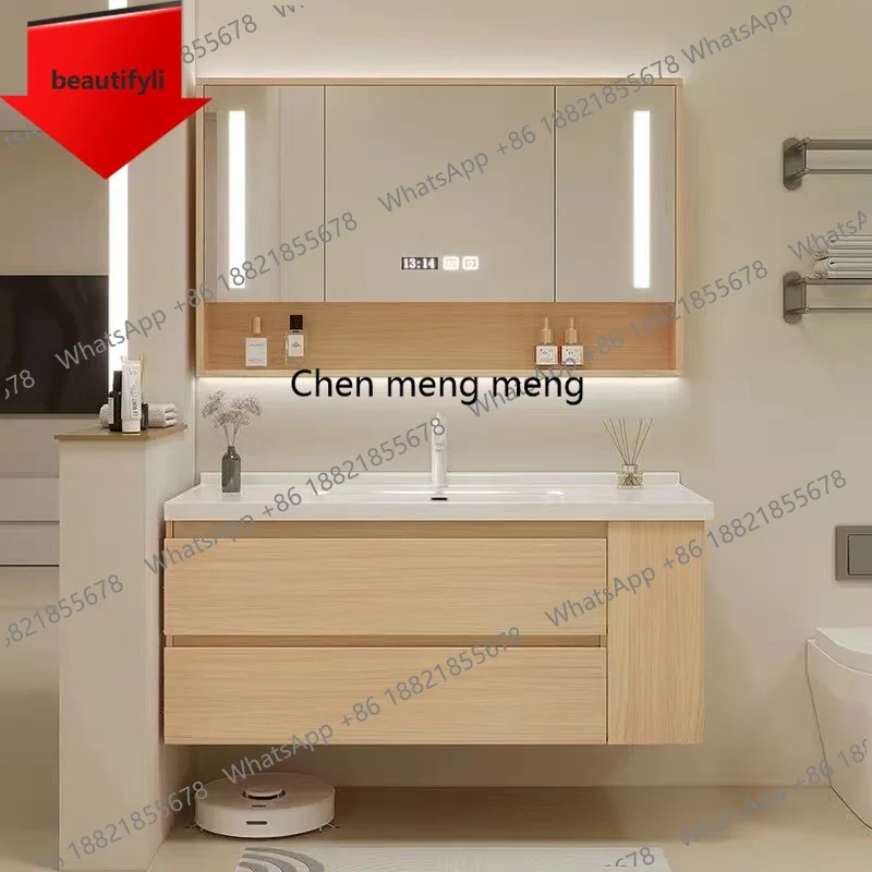 

A46 Floating Bathroom Vanity with Ceramic Integrated Sink Combo, Wall Mounted Storage Cabinet with 2 Drawers Faucet & Pop Up Dra