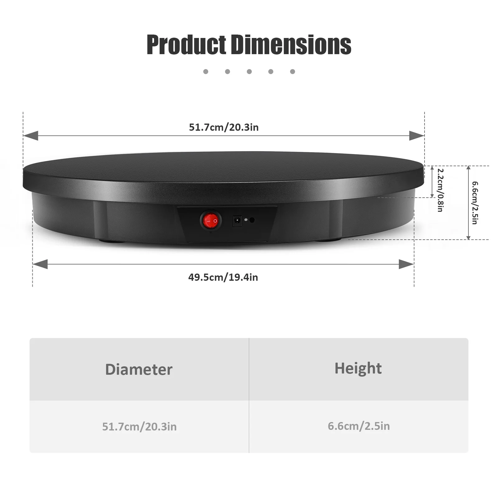 Imagem -03 - Carga Elétrica Rotativa Display Stand 360 ° Turntable Jóias Titular Bateria para Fotografia Vídeo Tiro Props 52cm 100kg