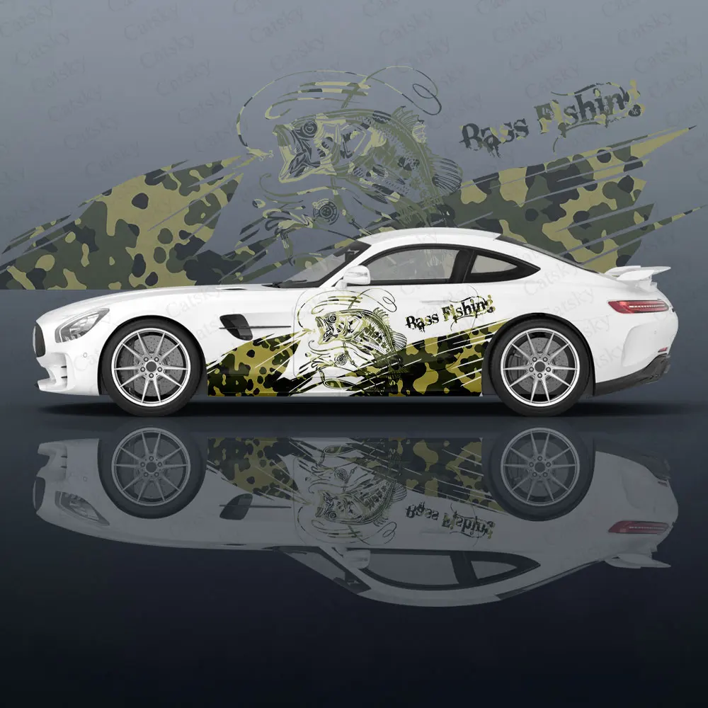 

Custom Camo Fish Car Wrap Vinyl Protect Stickers Car Decal Creative Sticker Car Side Appearance Modification Decorative Sticker