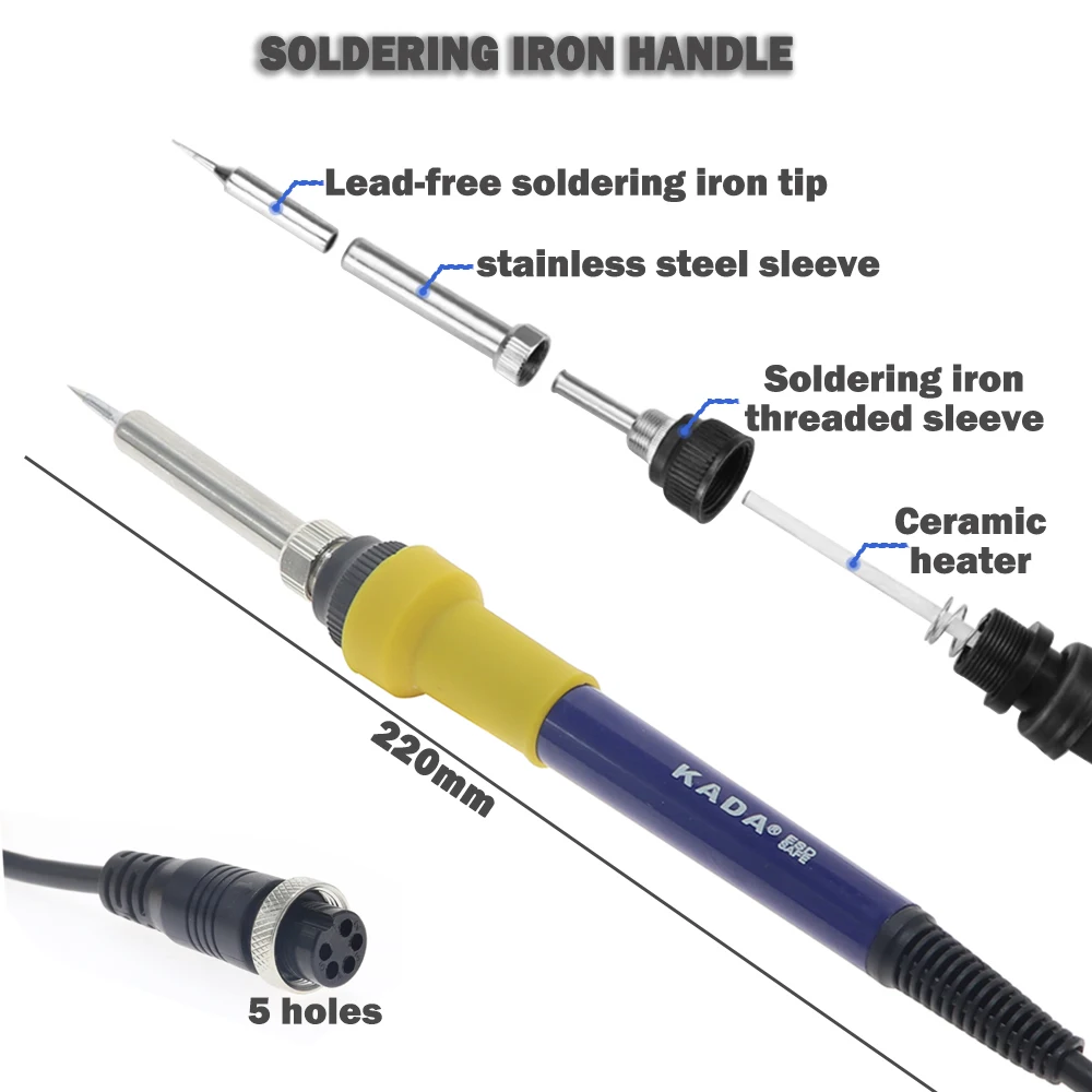 KADA 936A uchwyt lutownicy 50W uniwersalne stacje lutownicze 936 żelazka elektryczne 5 otworów interfejs narzędzia spawalnicze akcesoria