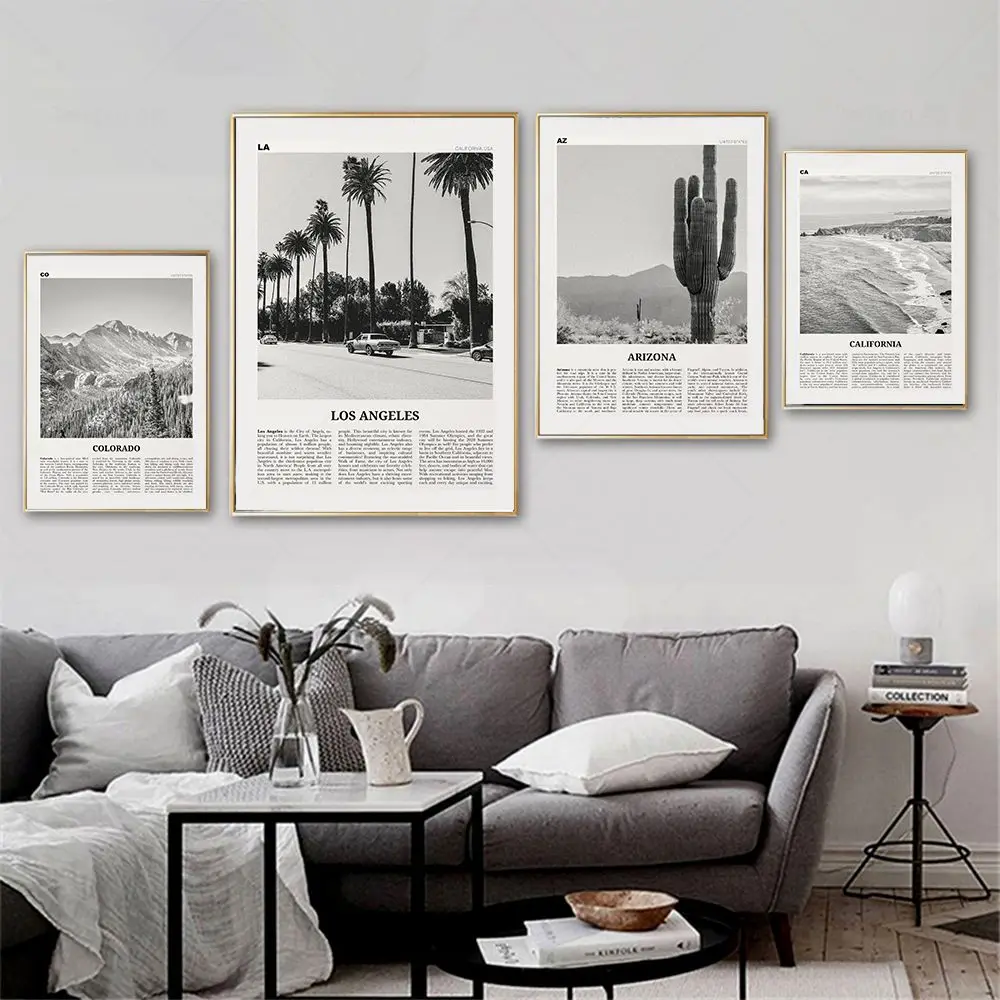 Los Angeles Arizona Hawaii California Philippines Seattle Barcelona Ireland Colorado City Landscape Poster Travel Wall Art Decor