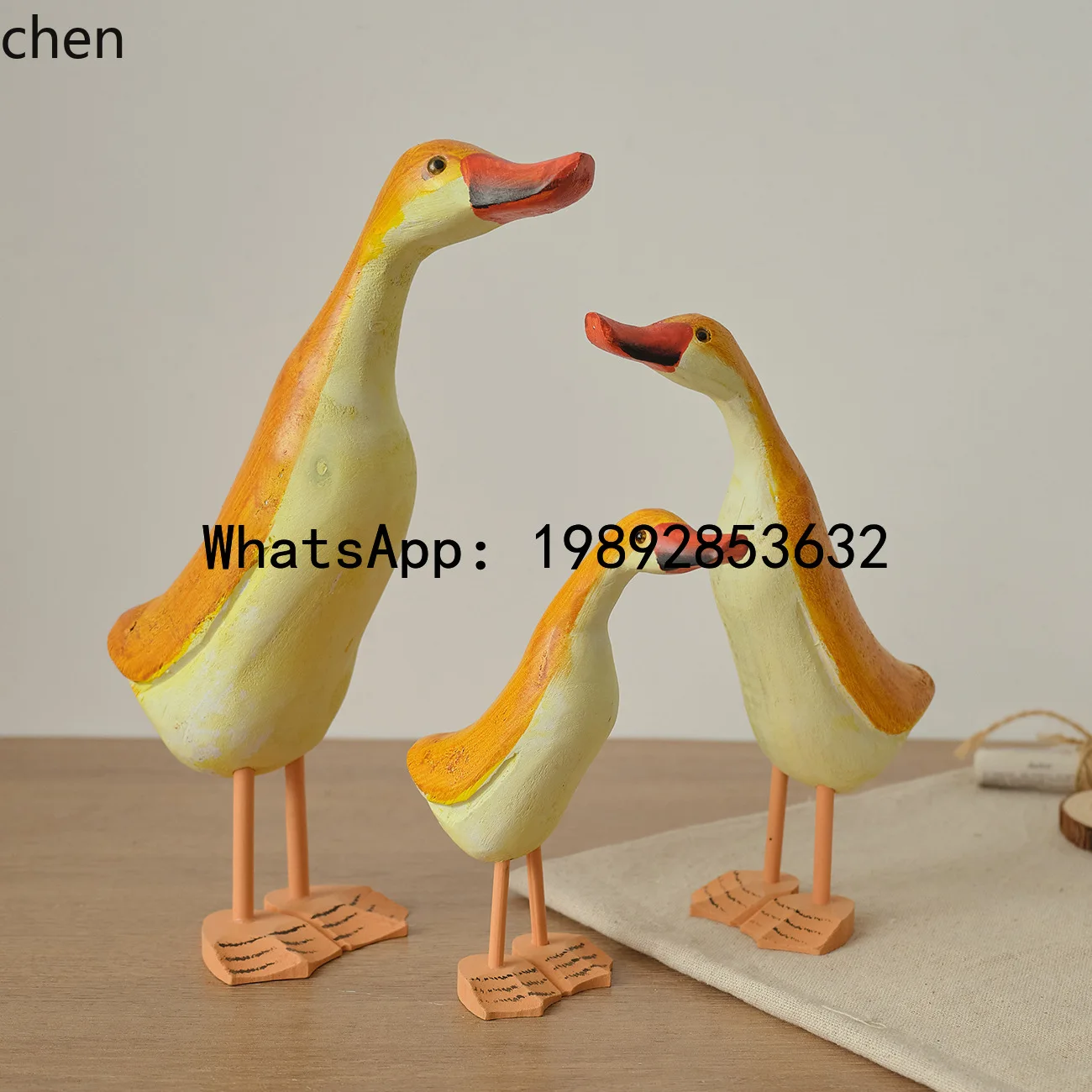 

ww21Solid Wood Carved Large and Medium Three-Piece Set Ornament Mediterranean Table Decoration for Model Homes