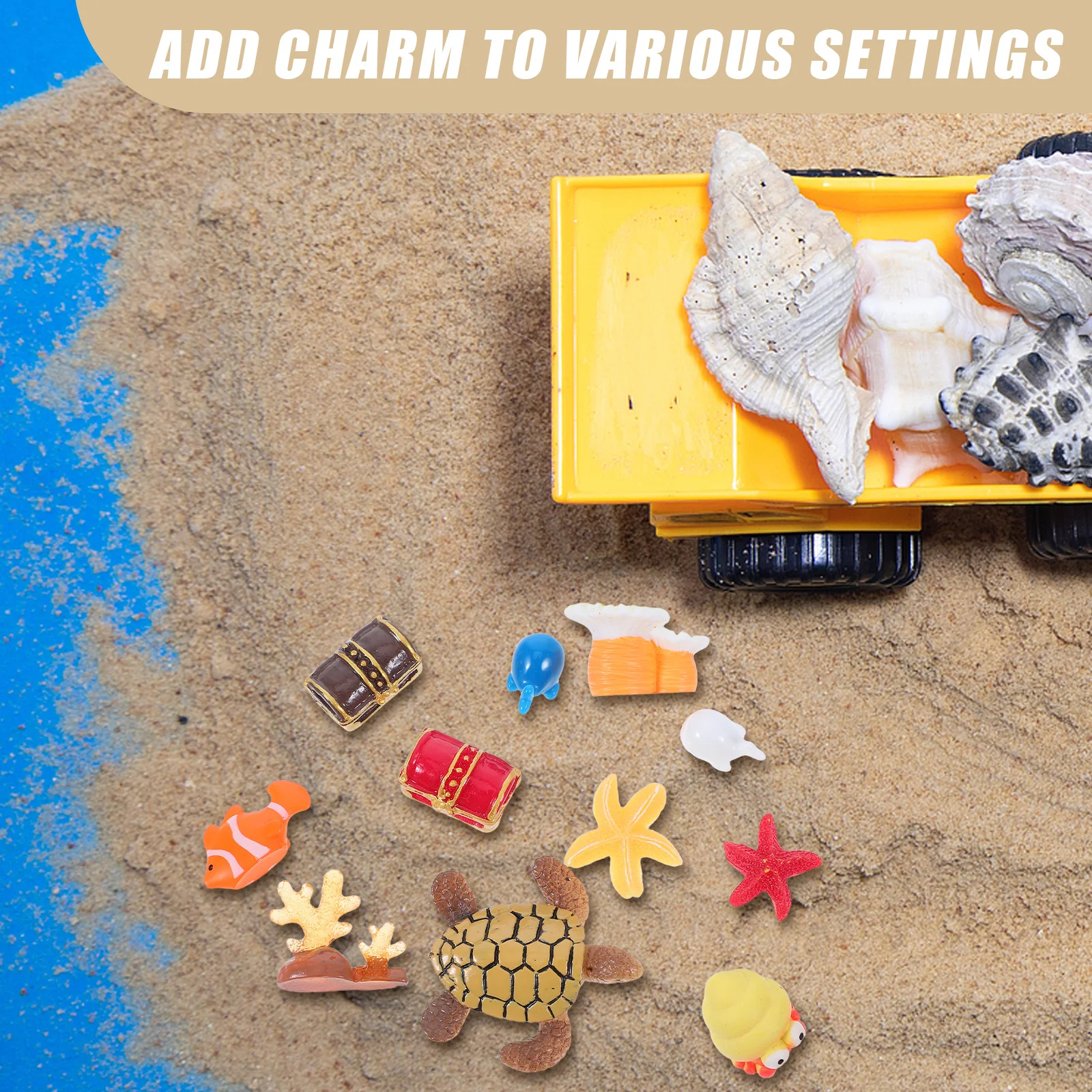 11 قطعة مصغرة الشاطئ الديكور الراتنج مقاوم للماء دائم لتقوم بها بنفسك مجموعة لدمية حديقة المشهد الصغير خزان الأسماك زخرفة المشهد #2