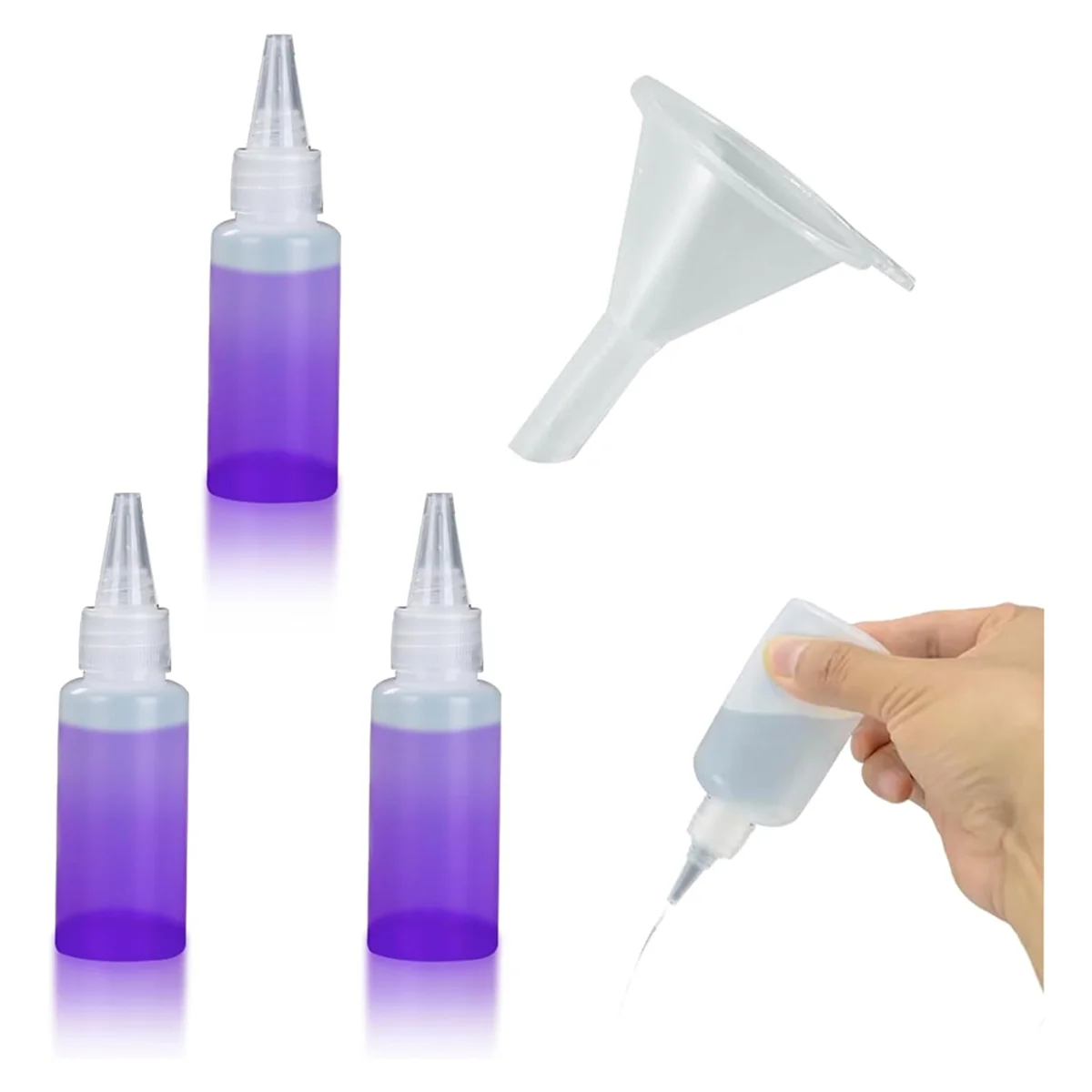 Applicator Bottle 1oz/30ml Needle Tip Squeeze Bottle Precision Applicator Bottle with Funnel for Project DIY