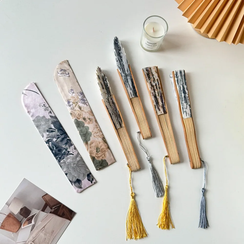 Silk Vintage Folding Fan Bamboo Colorful Dance Performance Props Hand Fan Elegant Tassel Home Decoration Gift Home Decoration
