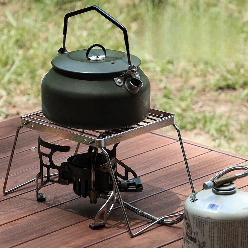 Outdoor Portable Mini Folding Stainless Steel Stove Head Bracket Barbecue Rack Set Pot Rack Baking Tray Bracket Baking Net image 4