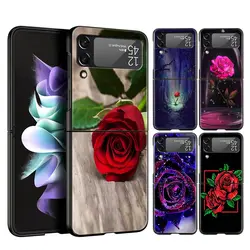 Flower Red Roses Cool Fashion Phone Case For Samsung Z Flip3 Flip4 Flip5 Shell For Z Flip 3 Flip 5 4 5G Hard Folding Cover