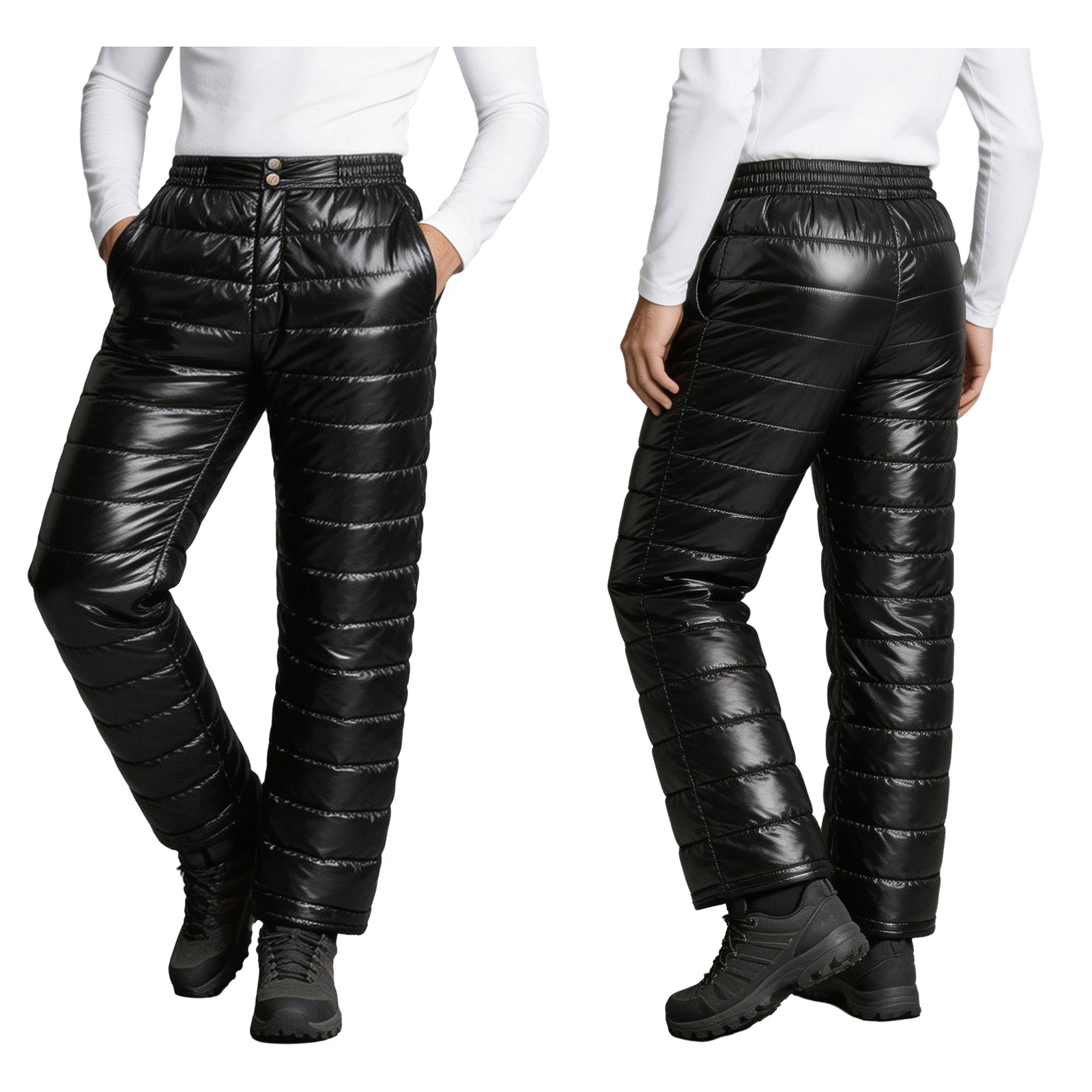 Men Warm Padded Quilted Puffer Pants Elderly Special Needs Adaptive Clothing Lightweight Skiing Snowboard Thermal Trousers