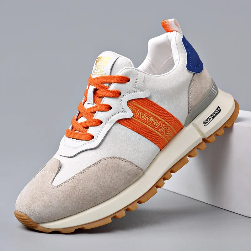 Spring New Shoes for Men Genuine Leather Casual Sport Shoes Chunky Sneakers Youth Fashion Athletic Shoes