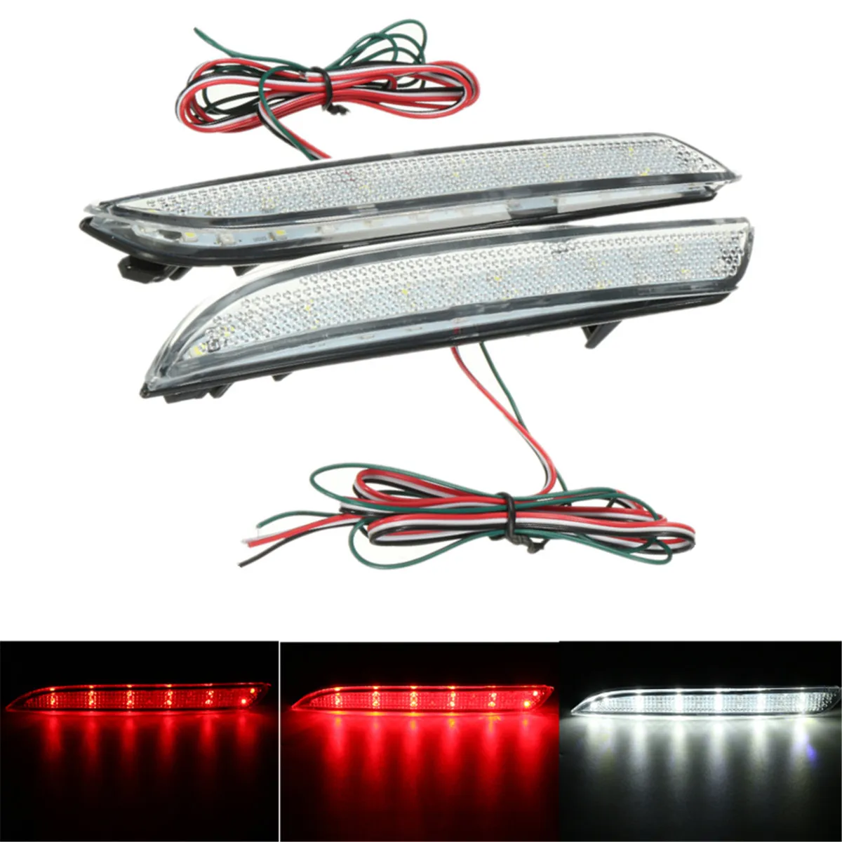 

2pcs 24 LEDs Reflector Rear Bumper Light Turn Signal Lamp Brake Light Tail Light Running Lamp DRL For Honda CRZ CRV