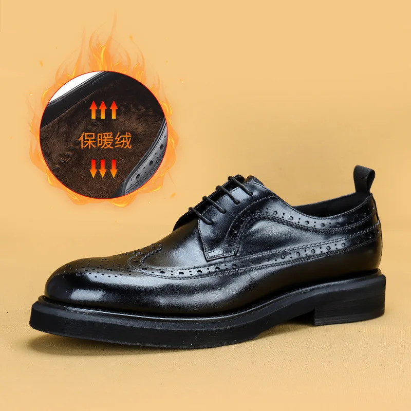 

Men'S Genuine Leather Vintage High Quality Shoes Luxury Wedding Formal Dress Classic Elegant Italian Black Shoe