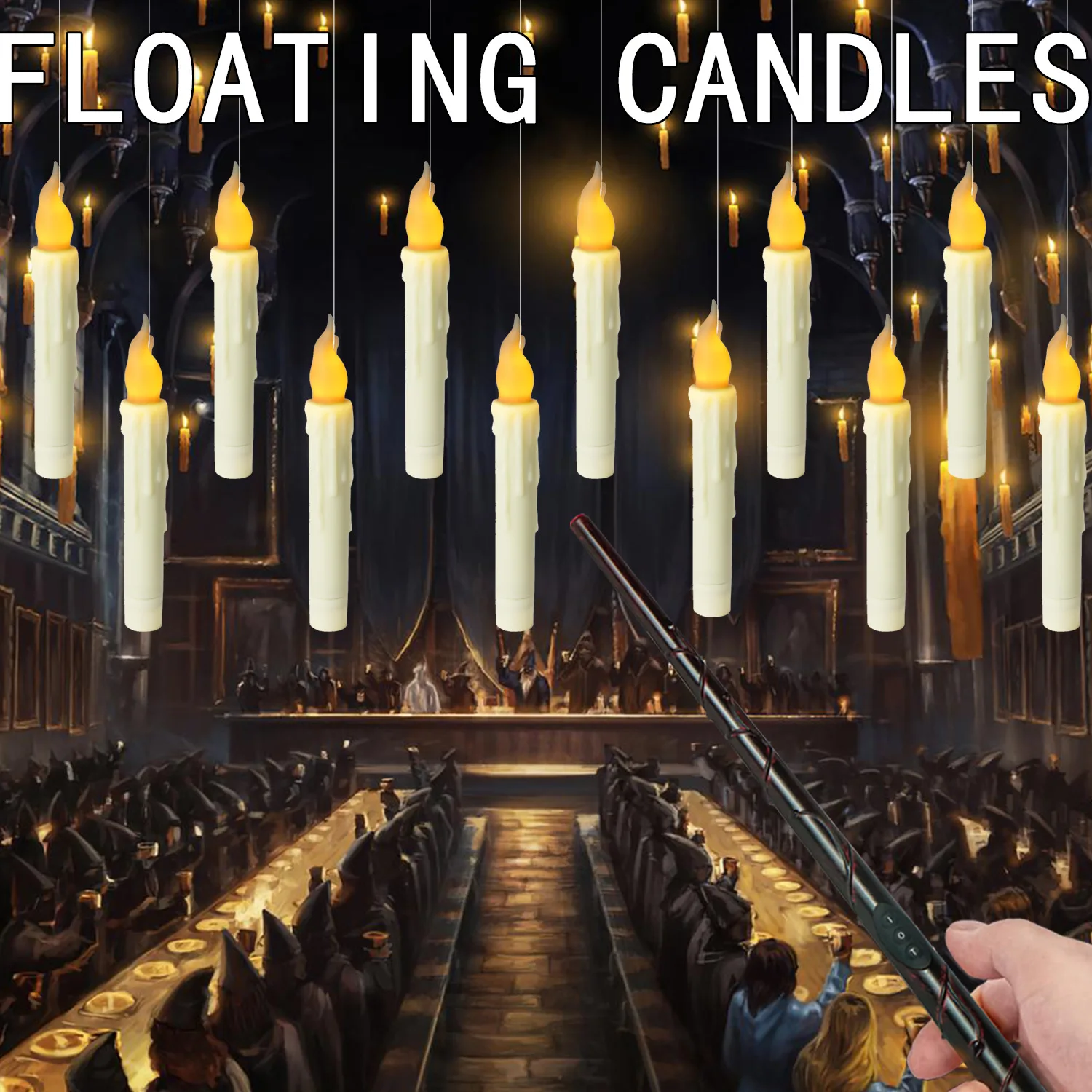 12/20 Pack of Spot Halloween Decoration Magic Wand Suspended Candle Remote Control Electronic LED Candle Light