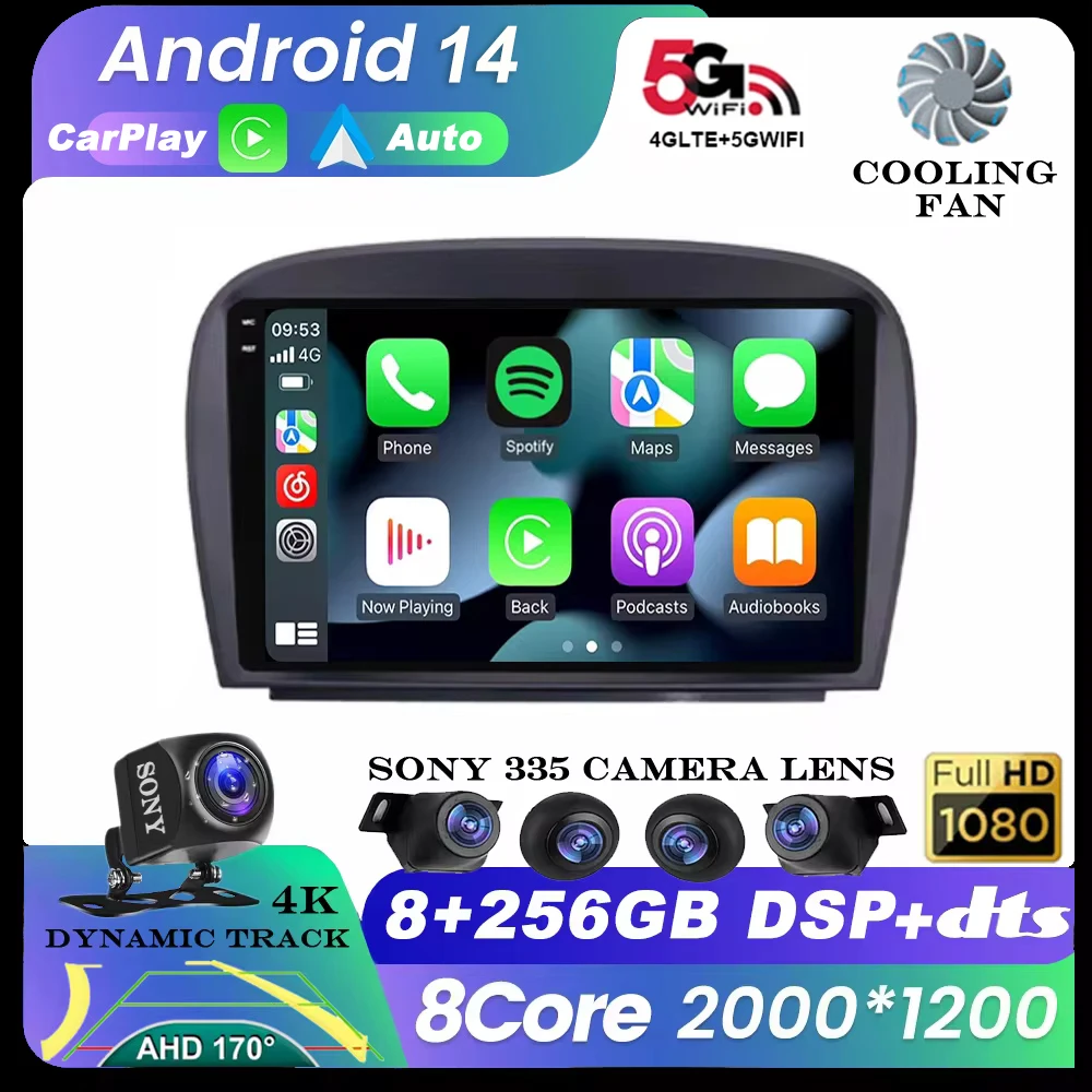 

Android 14 Car Radio Multimedia Video Player GPS For Mercedes Benz SL R230 SL350 SL500 SL55 SL600 SL65 2001-2007 Stereo Carplay