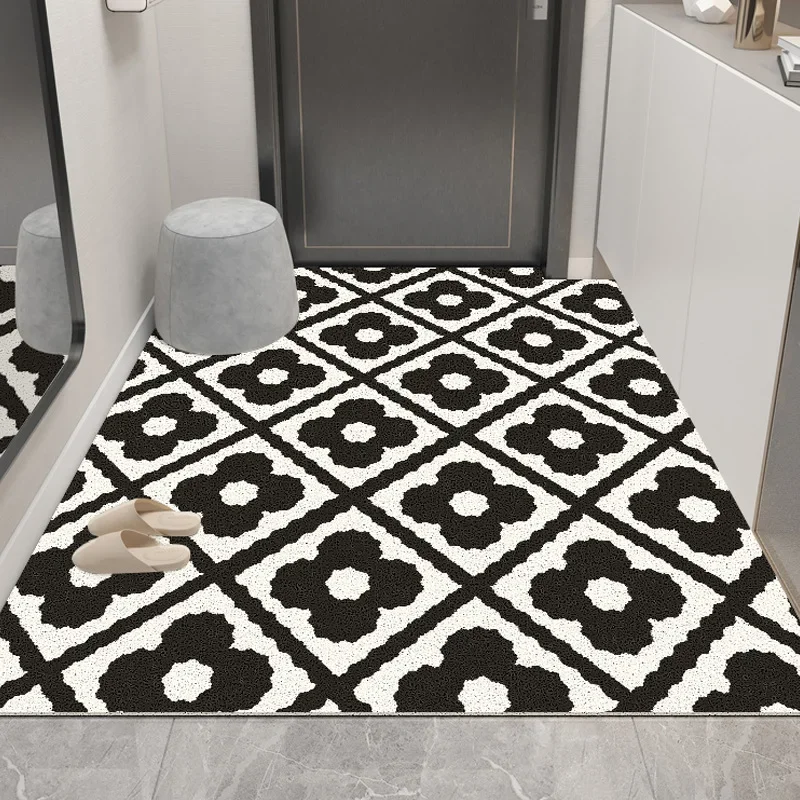 

Modern PVC Doormat Non-Slip Loop Fiber Entrance Mat Customizable Scrape Mud Washable Rug