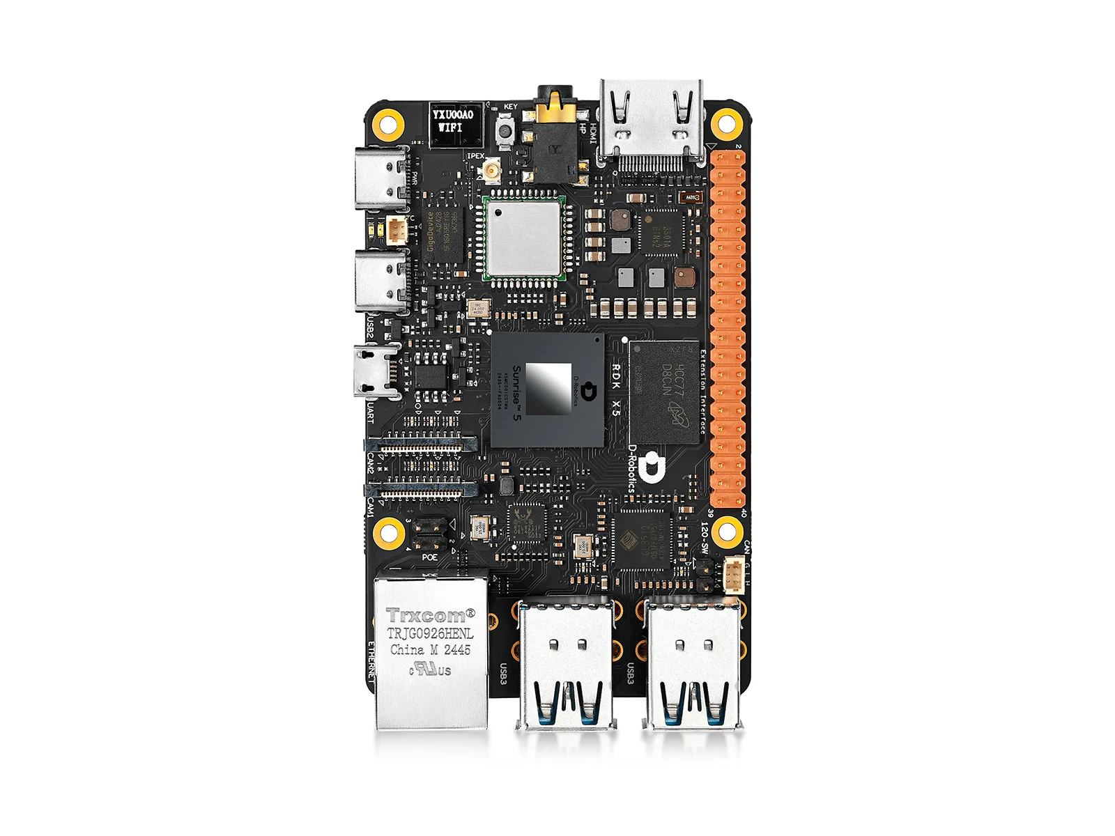 Waveshare D-Robotics RDK X5 Development Board,Powered By Sunrise 5 Chip,Octa-core Cortex A55 Processor, 10 TOPS Computing Power