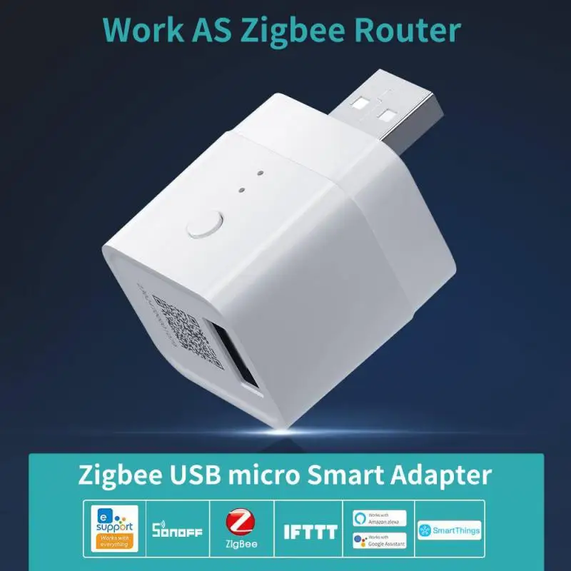 SONOFF ZBMicro Zigbee Micro USB Smart Adaptor Fast Charging EFR32MG21 Work As Zigbee Router Voice Control EWeLink Alexa Google