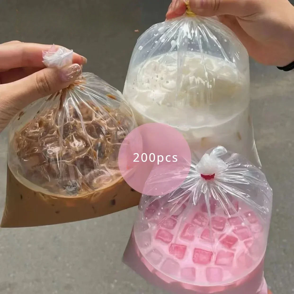 200 adet Süt Çay Buz Kahve İç Çanta Plastik Şeffaf Kalınlaşmış Gıda Cep Süpermarket Tek Kullanımlık Ambalaj Paket Servis Çantaları