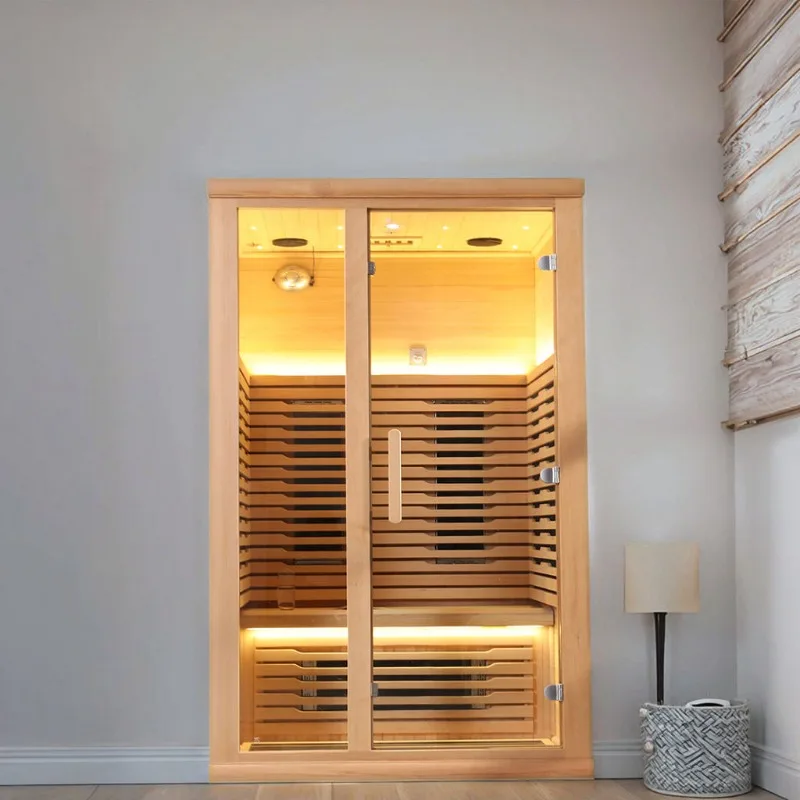 Full Spectrum Infrared Sauna Room Solid Wood Indoor 1-2 Person Sauna