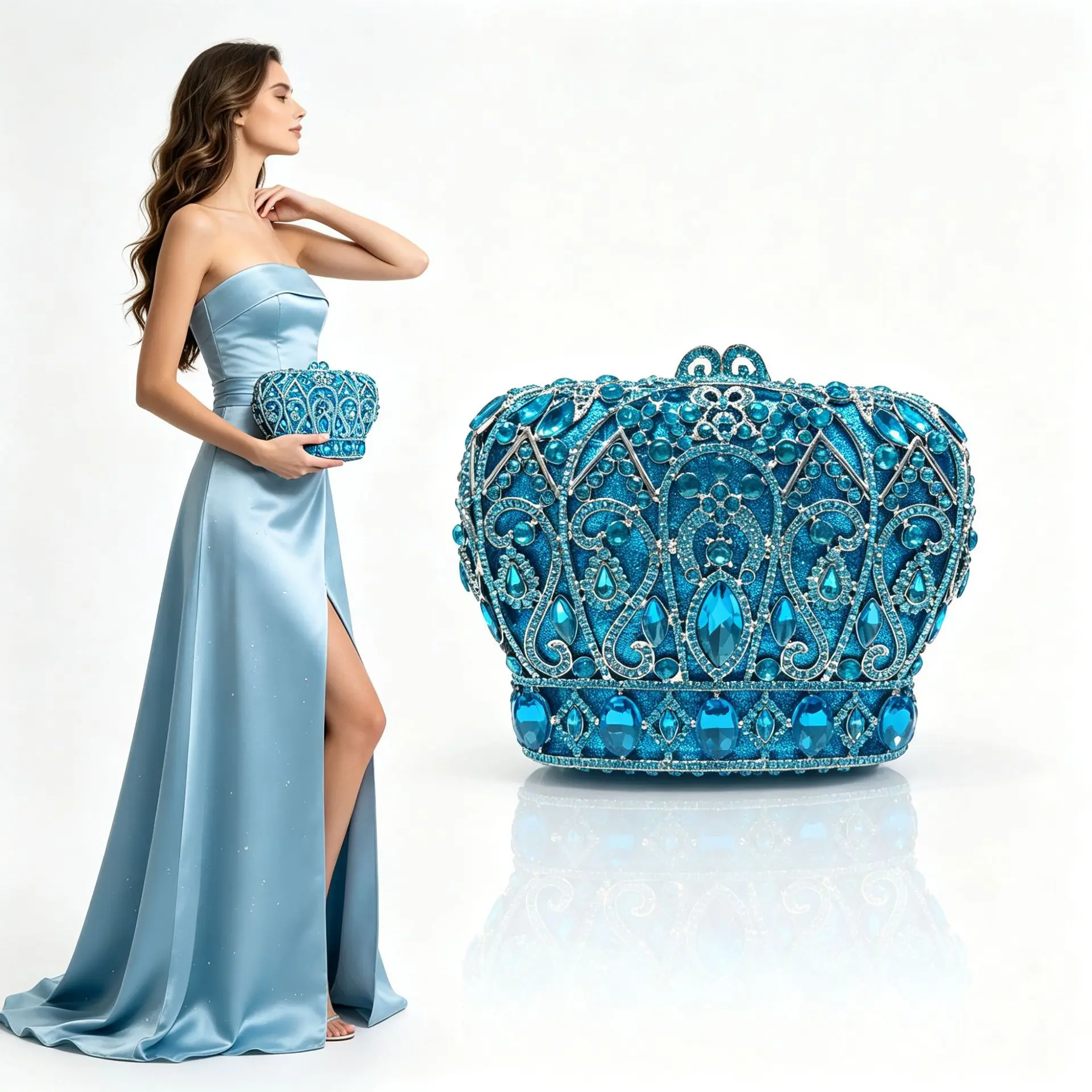Clutch Crown Jewel Luxury Women's Diamond-encrusted Dinner  Hollow Evening Clothing Women's Bag Rhinestone Dress