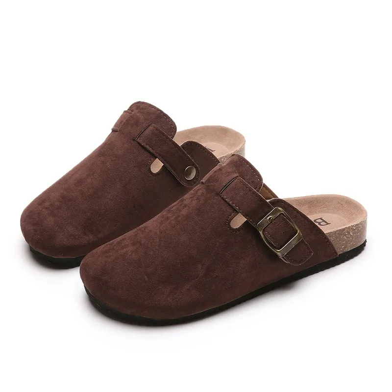 

New Fashion Women's Suede Mules Slippers Men Clogs Cork Insole Sandals with Arch Support Outdoor Beach Slides Home Shoes