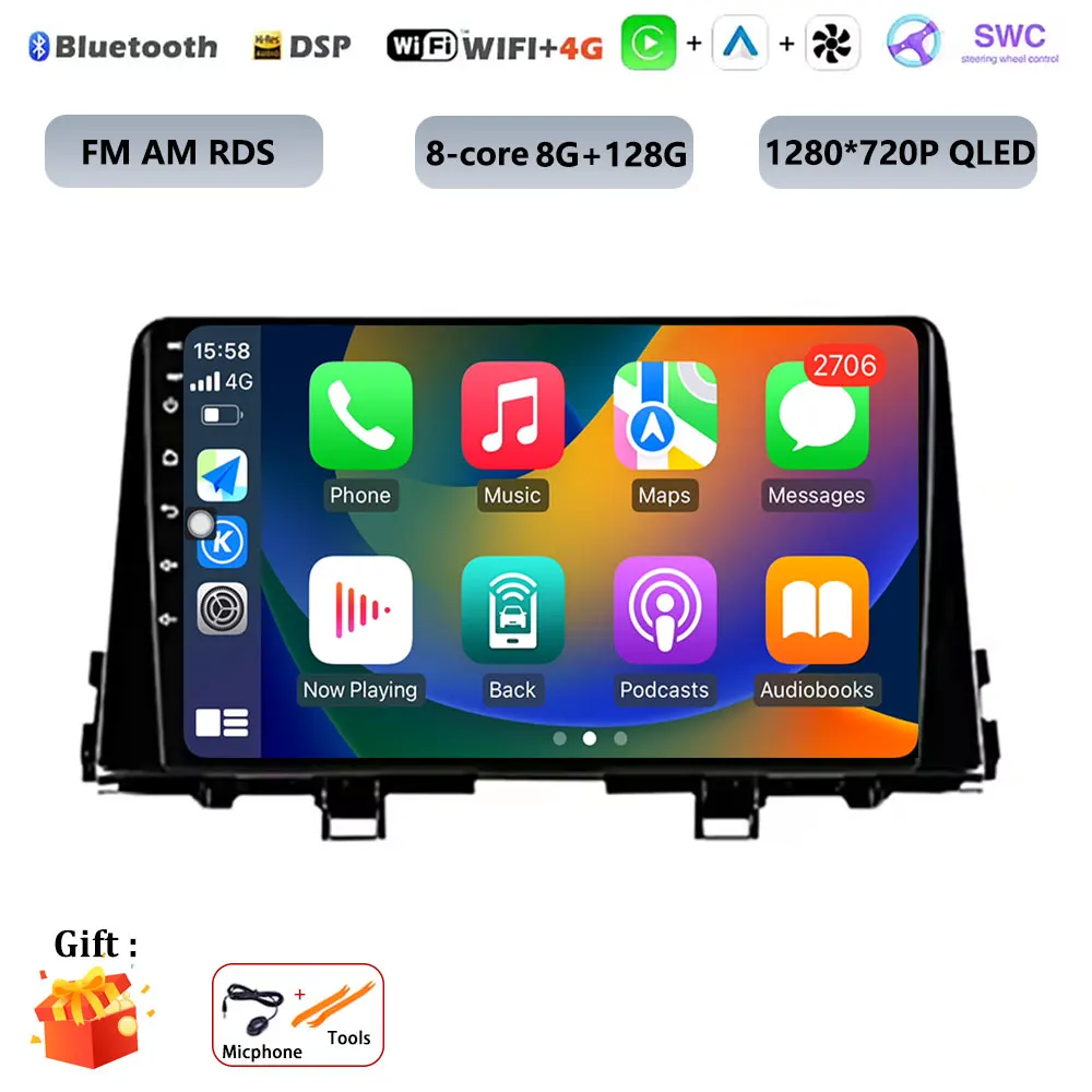 Android 16 WIFI + 4G LTE Carplay Auto Audio Radio Multimedia Video Player GPS DSP Voor KIA PICANTO ochtend 2017 2018 2019 2020