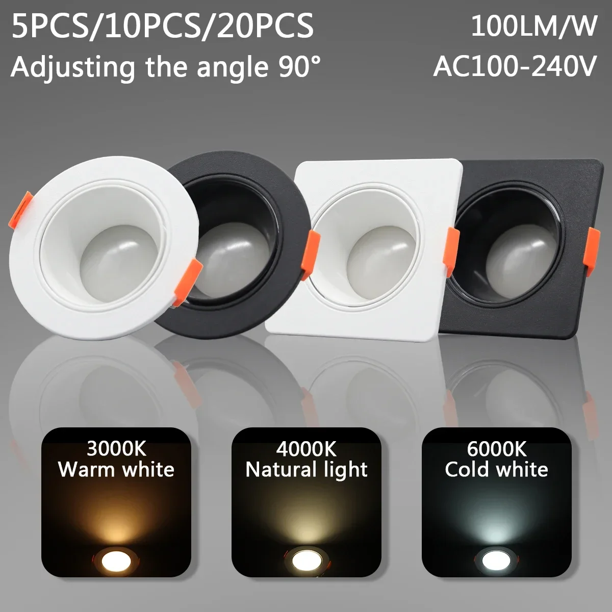 5/10/20pcs Led Lampe GU10 8W 800lm LED Downlight GU10 Base Ceiling Spotlights 6000K Energy Saving 220V 120V for Home Bedroom