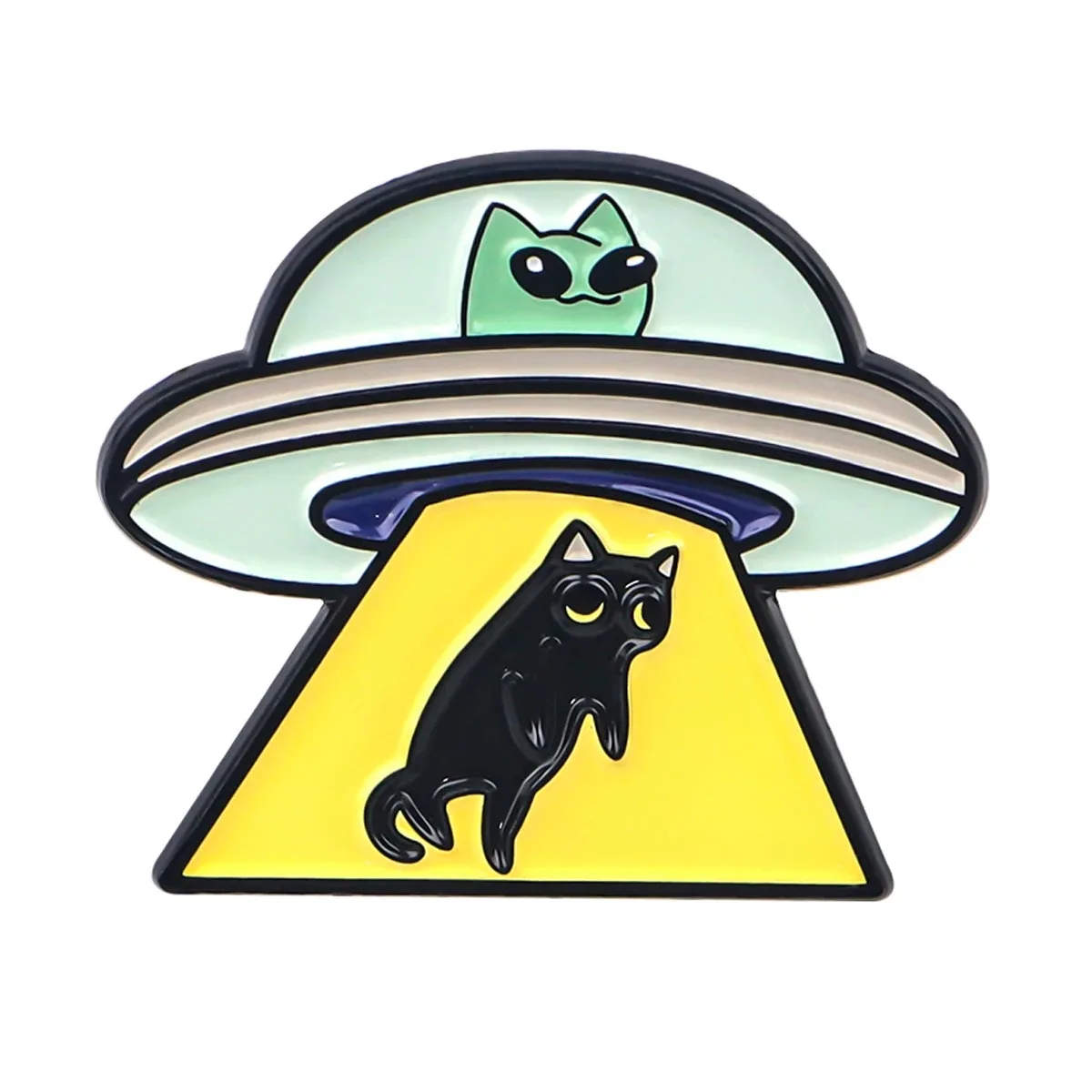 UFO الغريبة المينا دبوس القط الأسود شارات على ظهره دبابيس للنساء الرجال التلبيب دبابيس تأثيري اكسسوارات اللعب هدية