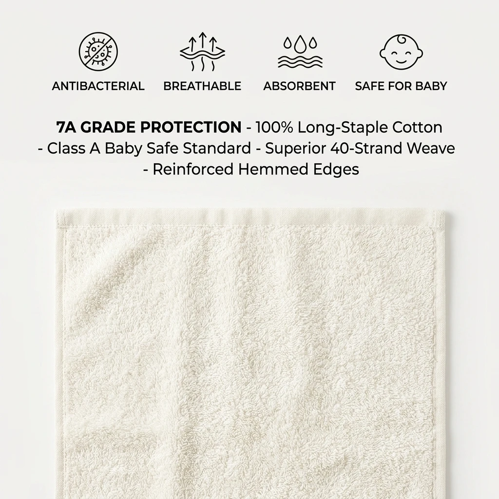 Cotton Face Towels, Aibisi Puxi 100% Cotton Antibacterial Thick Soft Absorbent 200g 40-Count Hemmed Face Washcloths