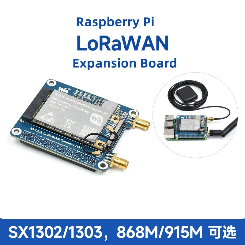 SX1302/SX1303 868M/915M LoRaWAN Gateway HAT,For Raspberry Pi, Long Range Transmission, Large Capacity, Multi-Band Support
