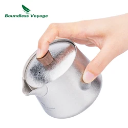 Boundless Voyage Ultralight Tea Mug Titanium Double-Layer Tea Maker Cups Set Outdoor Camping Portable Tea Pot for Travel & Home