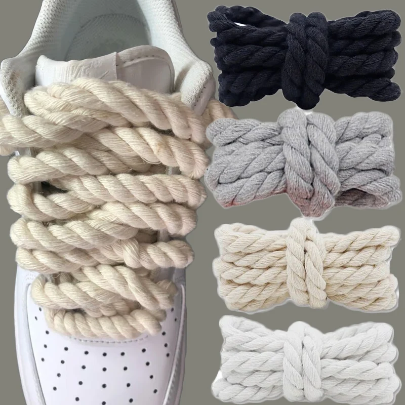 

120/140/160CM Bold Cotton Linen Twist Weave Shoelaces Rope Shoes Laces Men Women Trendy Personality Kpop Sport Casual Shoestring