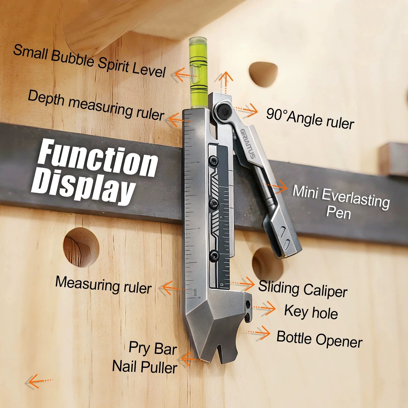 11in1 Titanium Alloy Folding Ruler Pry Bar Outdoor Survival Multifunctional EDC Pry Bar