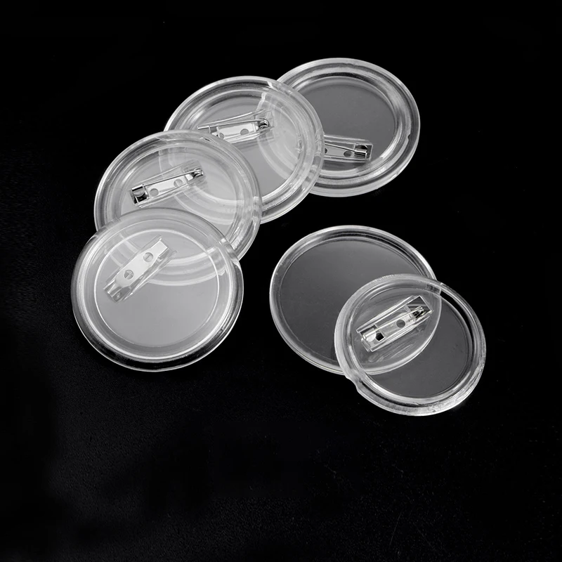 12/25/50pcs Acrylic Button Pins Badge Round Clear Pins Blank Buttons Badges Kit for Christmas Craft DIY Badges Making Supplies