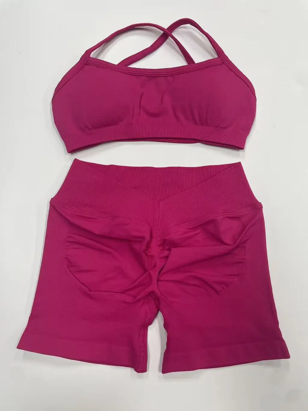 2 Pieces Set For Woman Clothes Seamless Scrunch Yoga Shorts Set Backless ktp Sports Bra Fitness Workout Top Gym Set Outfits