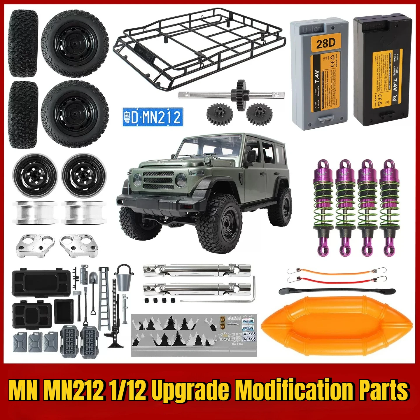 MN MN212 1/12 RC Vehicle Parts Upgrade Modification Parts Metal Wheel Hubs Hydraulic Shock Absorbers Transmission Shafts Gears