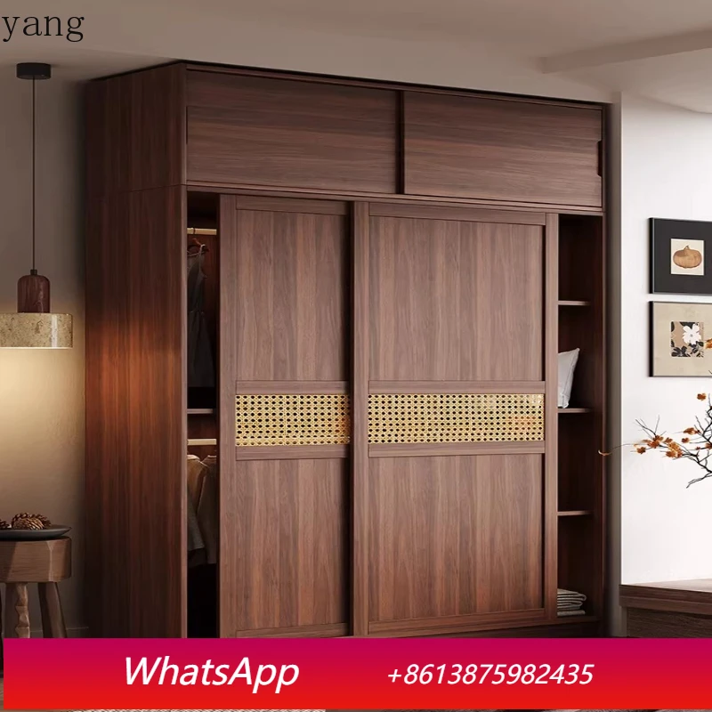 LH all solid wood wardrobe household bedroom small apartment modern simple medium and ancient style storage cabinet