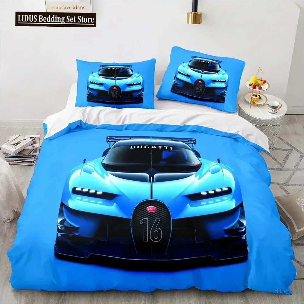 

Sports Car Duvet Cover Sets Full Size,3 Piece Race Car Bedding Sets With Pillowcases For Teens Boys 3pcs Polyester Quilt Cover