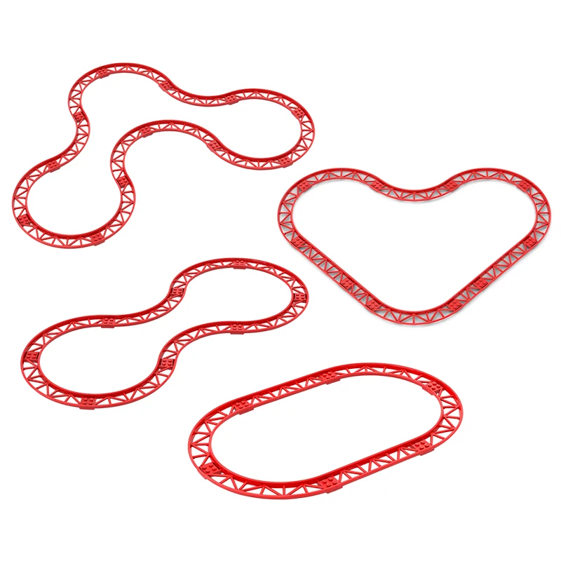 MOC Achterbahn-Schienen-Chassis, kleine Partikel, technische Teile, Baustein, Schiene, Bogen, Neigung, Schaft, Kanten, Ziegel 26021, 26060, 26559