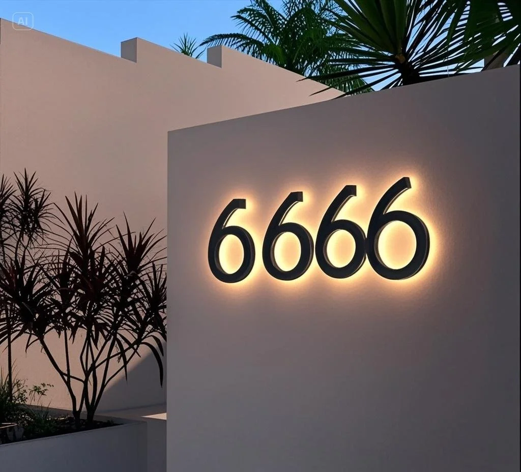

Custom LED Luminous signboard Entrance Sign For Home exterior house numbers Company Business Logo Outdoor Waterproof Door Plate