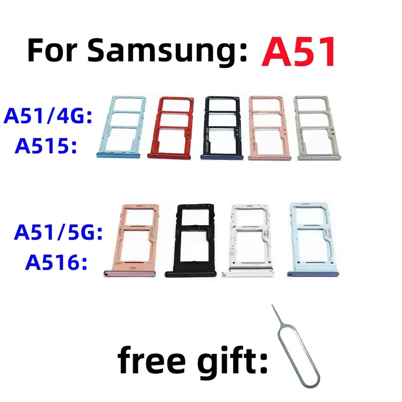 SIM card SD card tray chip slot drawer card holder for Samsung Galaxy A51 4G/5G sm-a515f/n a5160 a516b/u/n drawer chip card tray