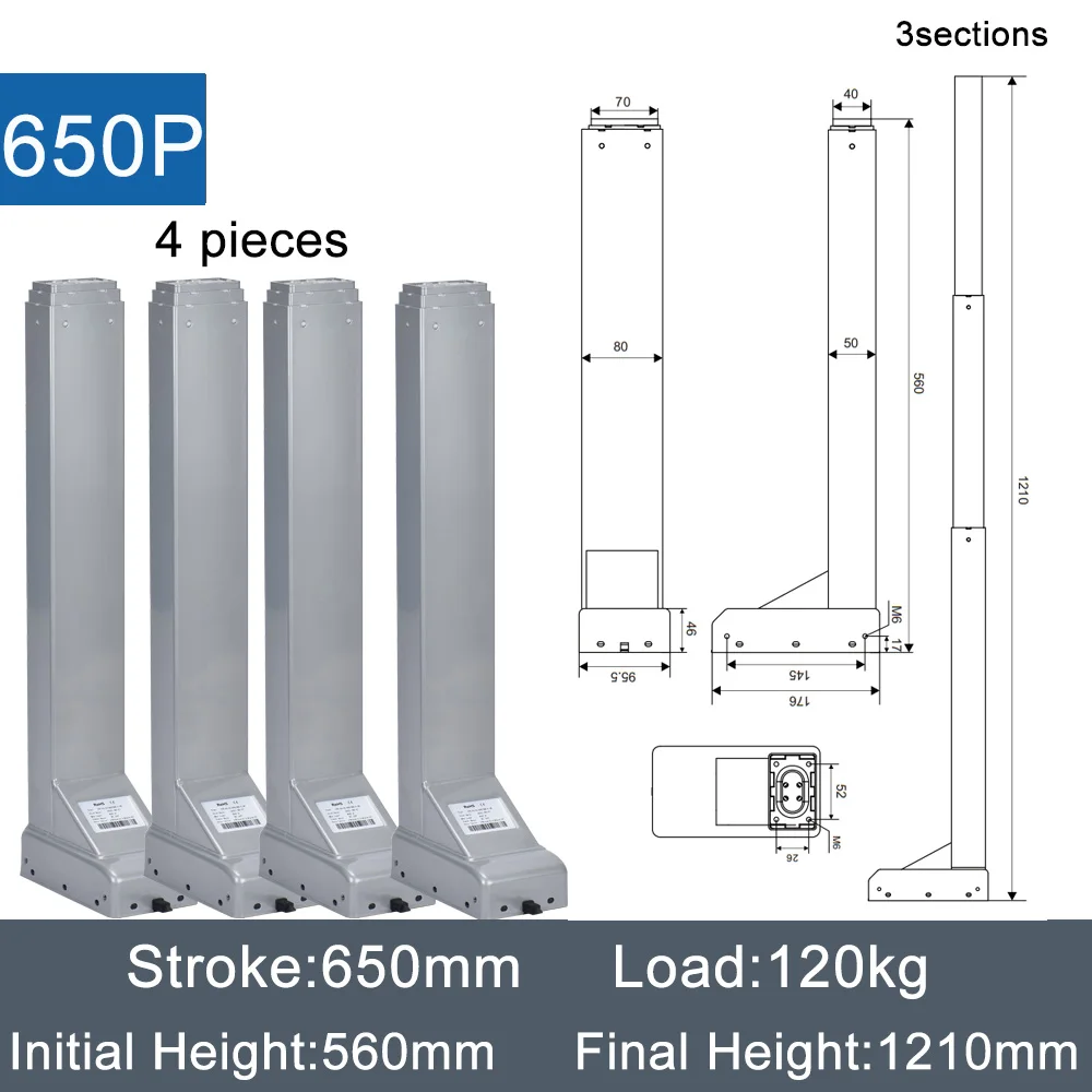 Imagem -05 - Coluna de Elevação Elétrica com Controlador Motores Síncronos Dhlc800 v4 120kg Load 650 mm Stroke 24v 25 m s Pcs