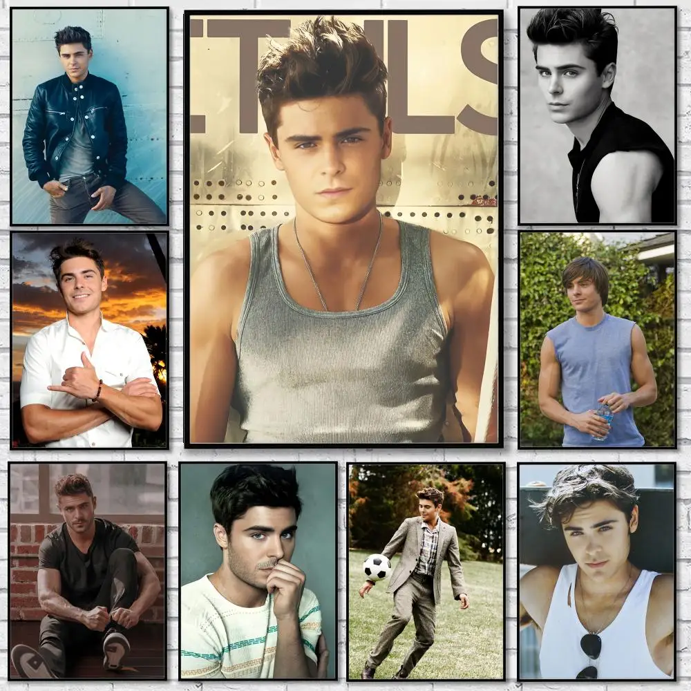 

Z-Zac E-Efron Painting Calligraphy Minimalist Print Canvas Poster Unframed Wall Art For Home Office Decor