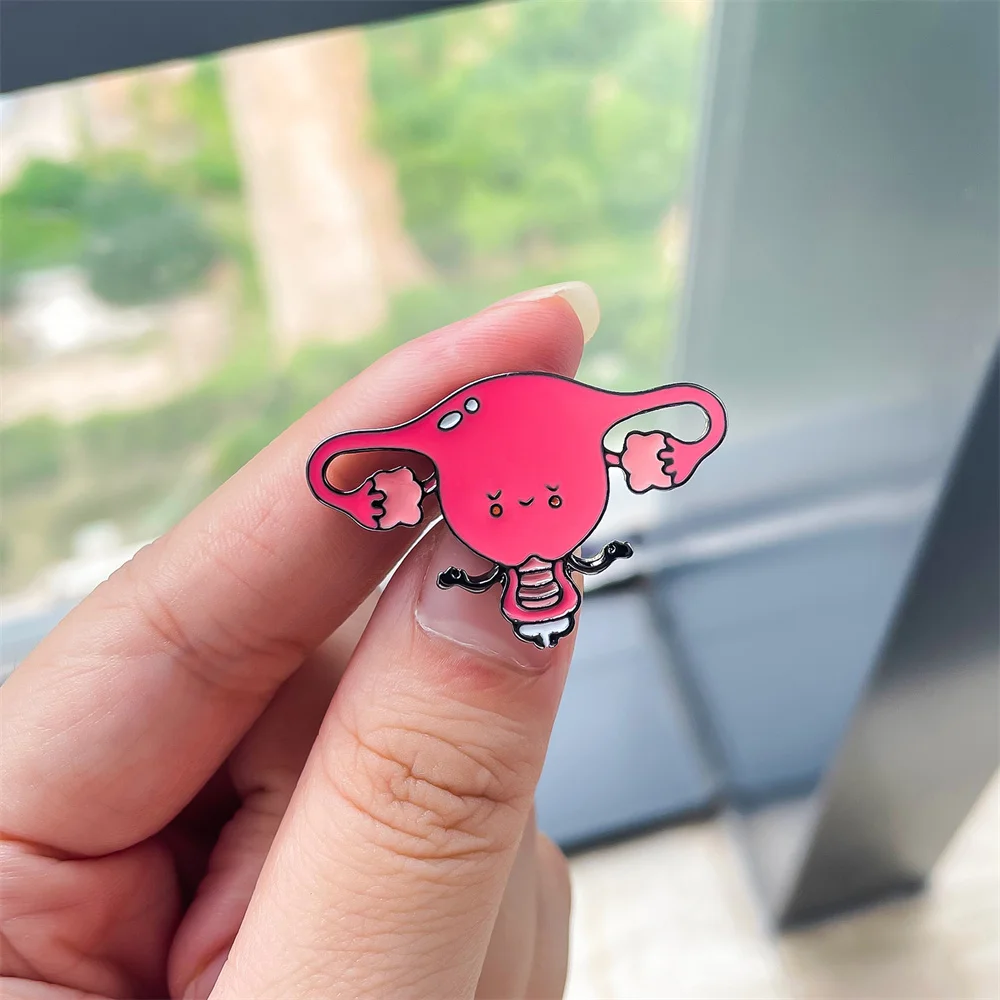 

Lovely Uterus Enamel Pin Fashion Funny Medical Cute Anthropomorphic Body Organs Lapel Brooch Gynecologist Jewelry