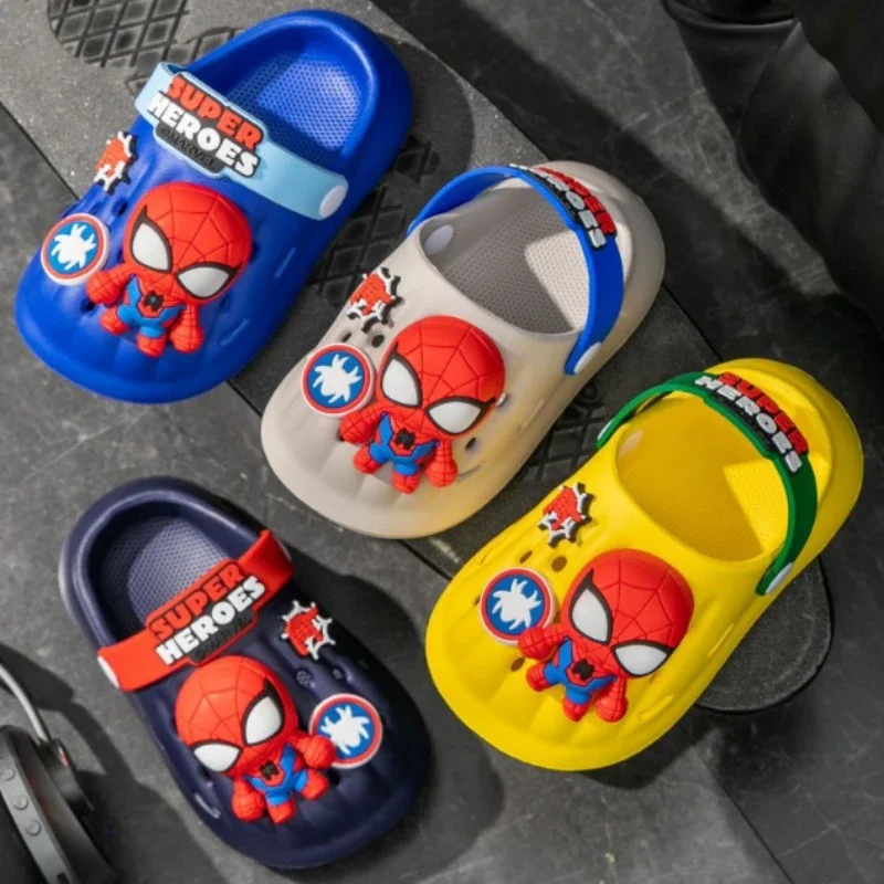 Disney Children Garden Shoes Baby Boy Girl Cartoon Iron Man Spider Man Sandal Summer Slipper Kid Indoor Non-slip Beach Sandals