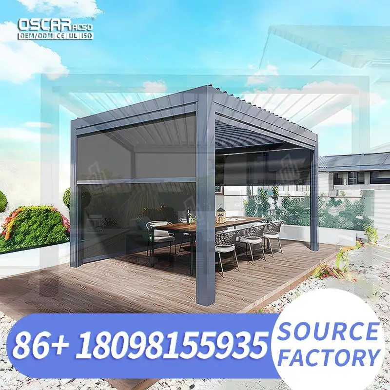 Waterproof Louver Roof Kits with Electric Blinds Bioclimatic Aluminium Structure for Garden Patio Backyard pergola