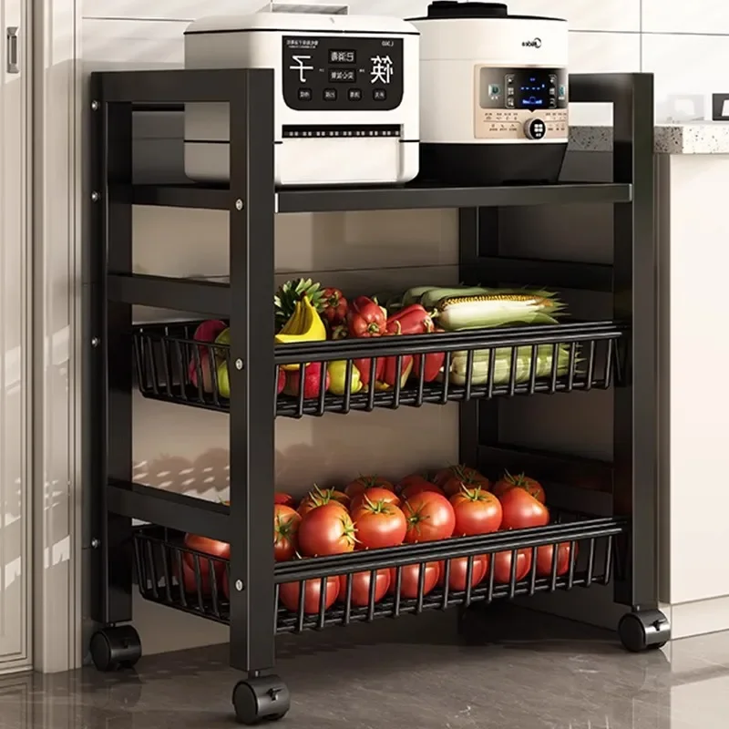 Kitchen Vegetable Basket Rack Floor-to-ceiling Multi-layer Stainless Steel Shelf New Multi-functional Kitchen Utensils Storage