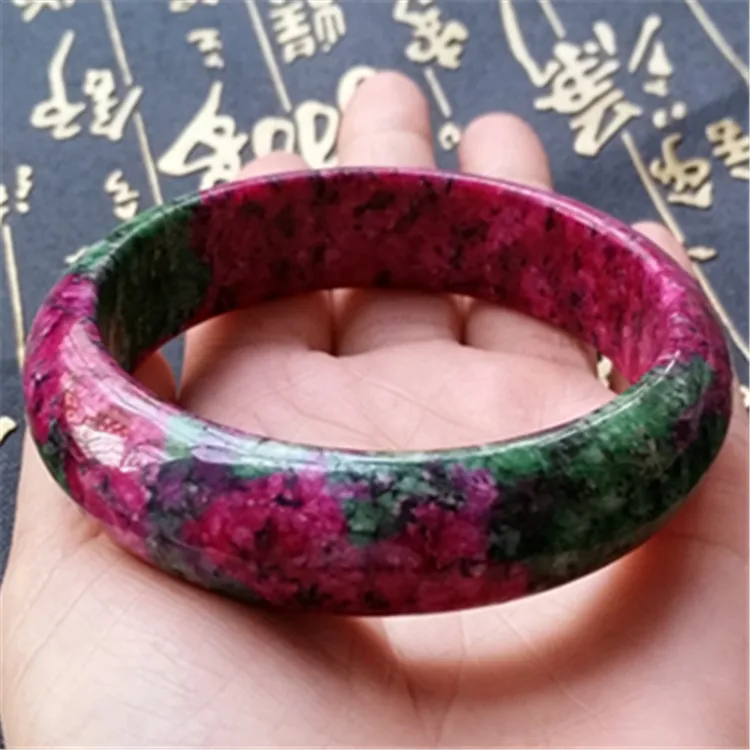 Natural Jade Peach Bangle Exquisite Polishing Plum Blossom Bracelet Red Green Fine Gemstone Jewelry For Women Gift Drop Shipping