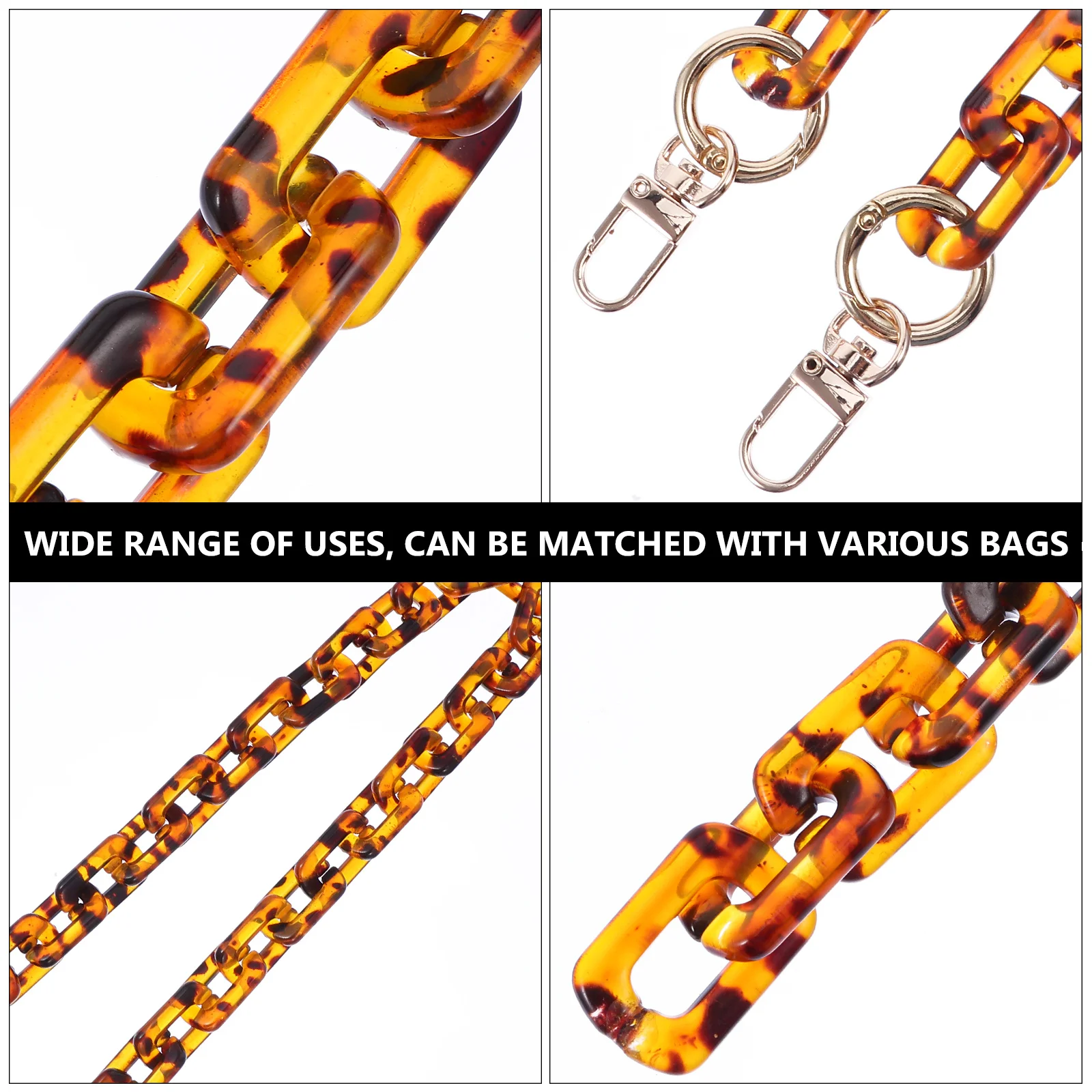

1 pc Leopard Resin Chain Stylish Bag Replacement Strap Smooth Acrylic Decoration Durable Vintage Bag Accessory Portable Handbag