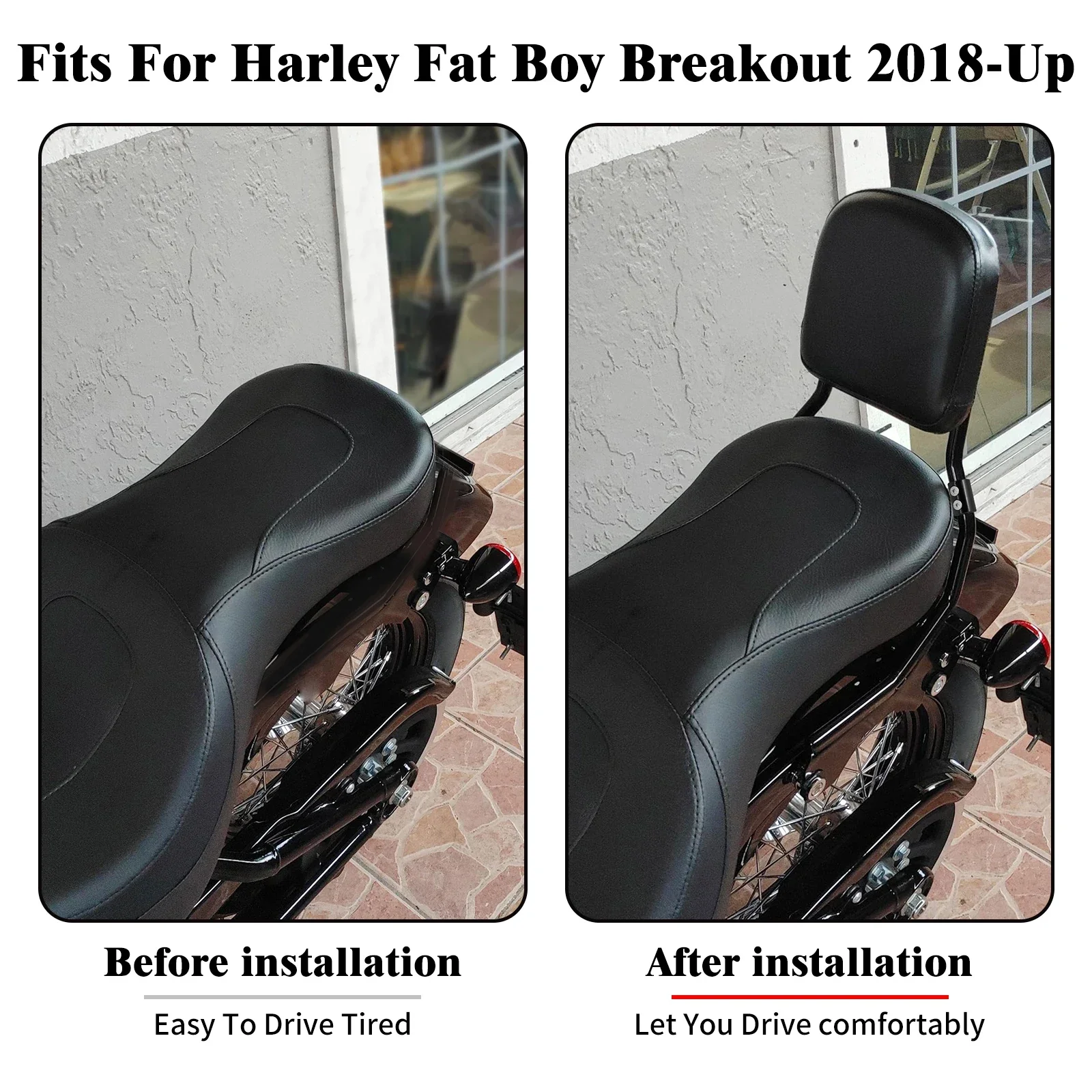 Motorcycle Rear Sissy Bar Backrest Detachable Black Passenger Backrest For Harley Softail Fat Boy Breakout FLFB FXBR 2018-Later